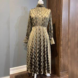 Calvin Klein Green Polka Dot Midi Dress - Size 4
